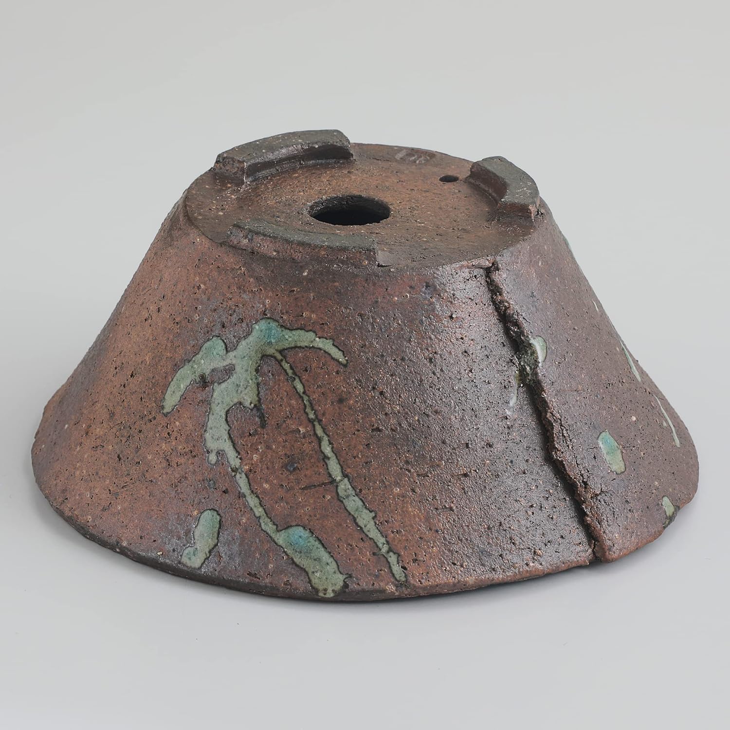 Wazakura Tokoname Series Handmade Ceramic Rustic Tatara Style Bonsai Pot with Drainage Hole 6.3 in (160mm) Made in Japan, Garden Planter, Flower Vase, Houseplant Centerpiece