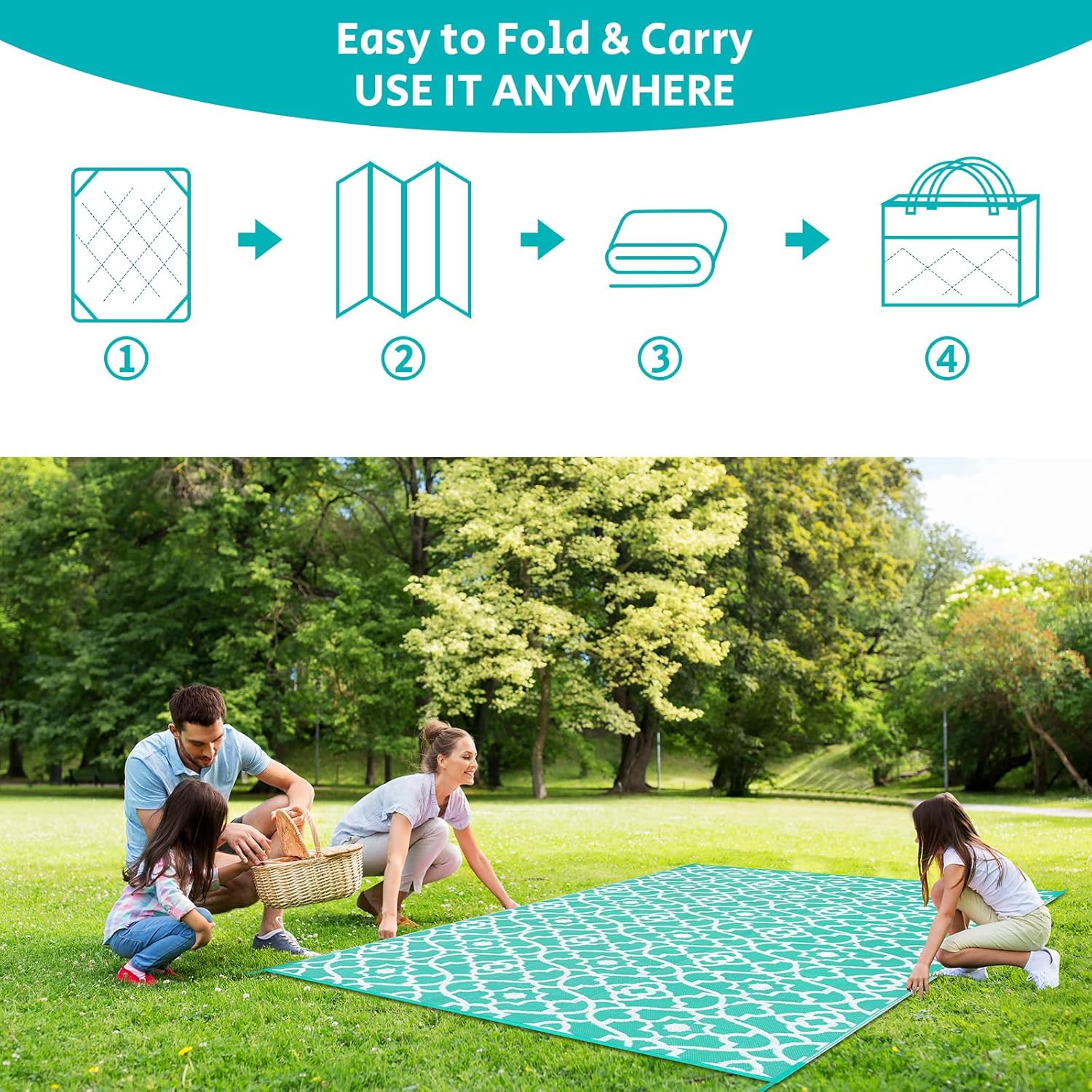 HEBE Outdoor Rug Waterproof 8x10, Reversible Plastic Straw Rug RV Camping Rug, Indoor Outdoor Patio Mat Clearance, Outside Carpet for Porch,Deck,Camper,Balcony,Backyard,Picnic