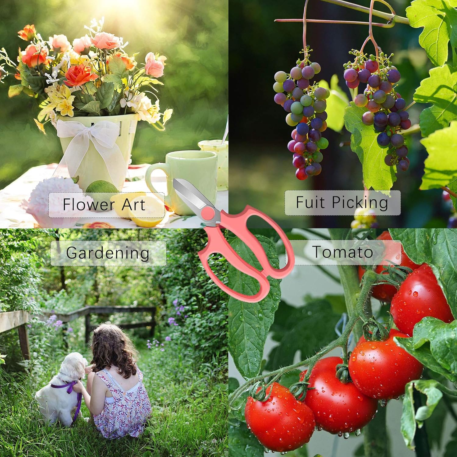 Leize Flower Scissors, Premium Thickened Stainless Steel Floral Shears, Strong Pruner for Flowers, Branches and Leaves (Grey Green)