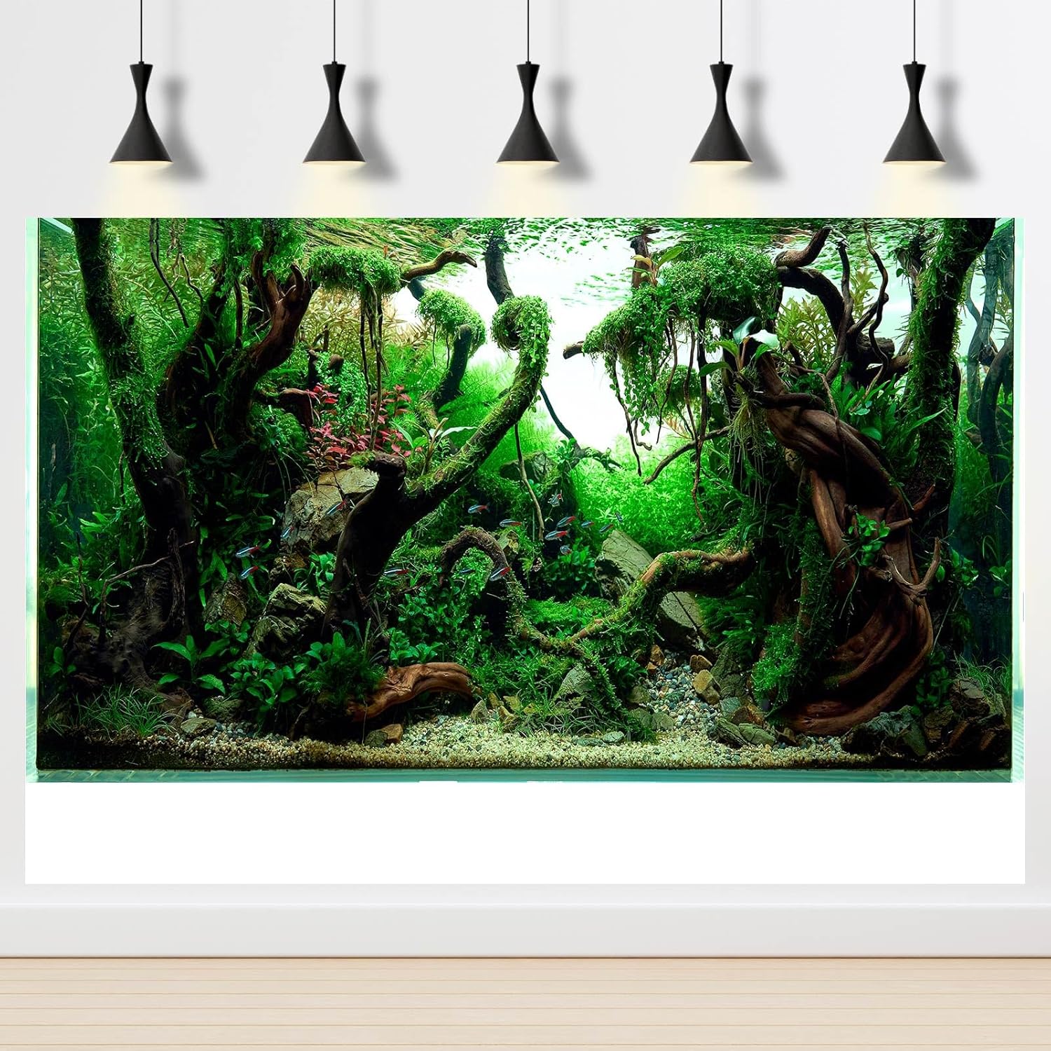 Aquarium Background Underwater Pebble Grass Leaves Aquarium Backdrop Vivid Fresh Green Aquatic Plant Stone River Bed Aquarium Backdrop Deadwood Purple Leaves Tank Background Vinyl 36x20in