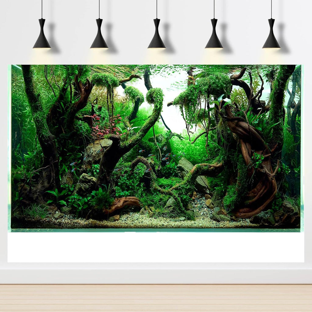 Aquarium Background Underwater Pebble Grass Leaves Aquarium Backdrop Vivid Fresh Green Aquatic Plant Stone River Bed Aquarium Backdrop Deadwood Purple Leaves Tank Background Vinyl 72x24in
