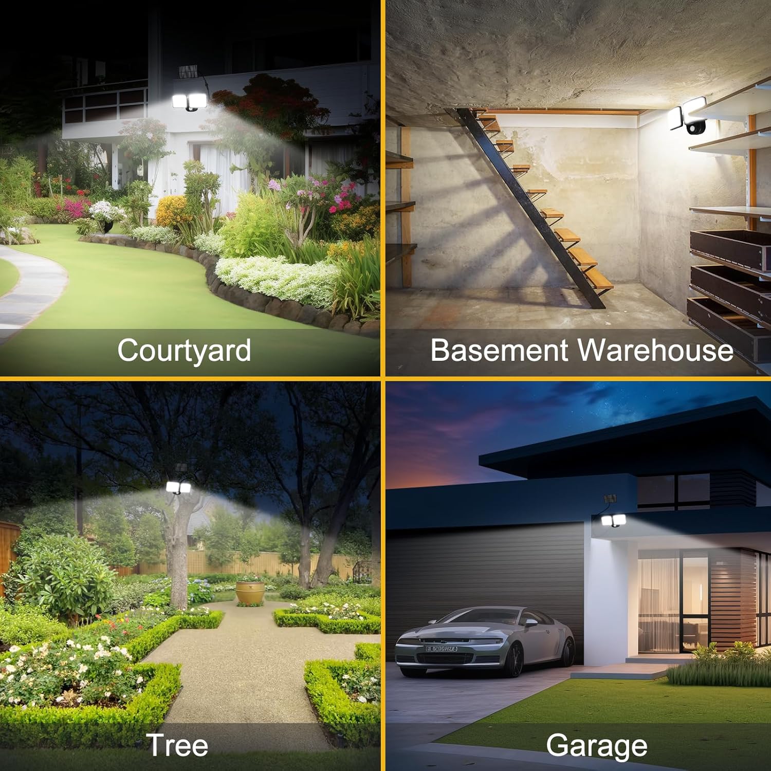 Rechargeable Battery Powered Motion Sensor Outdoor Lights 3 Months Endurance, 3000LM LED Flood Light Outdoor Supports Solar & USB Charging for Garage Yard Entryways Patio Garden