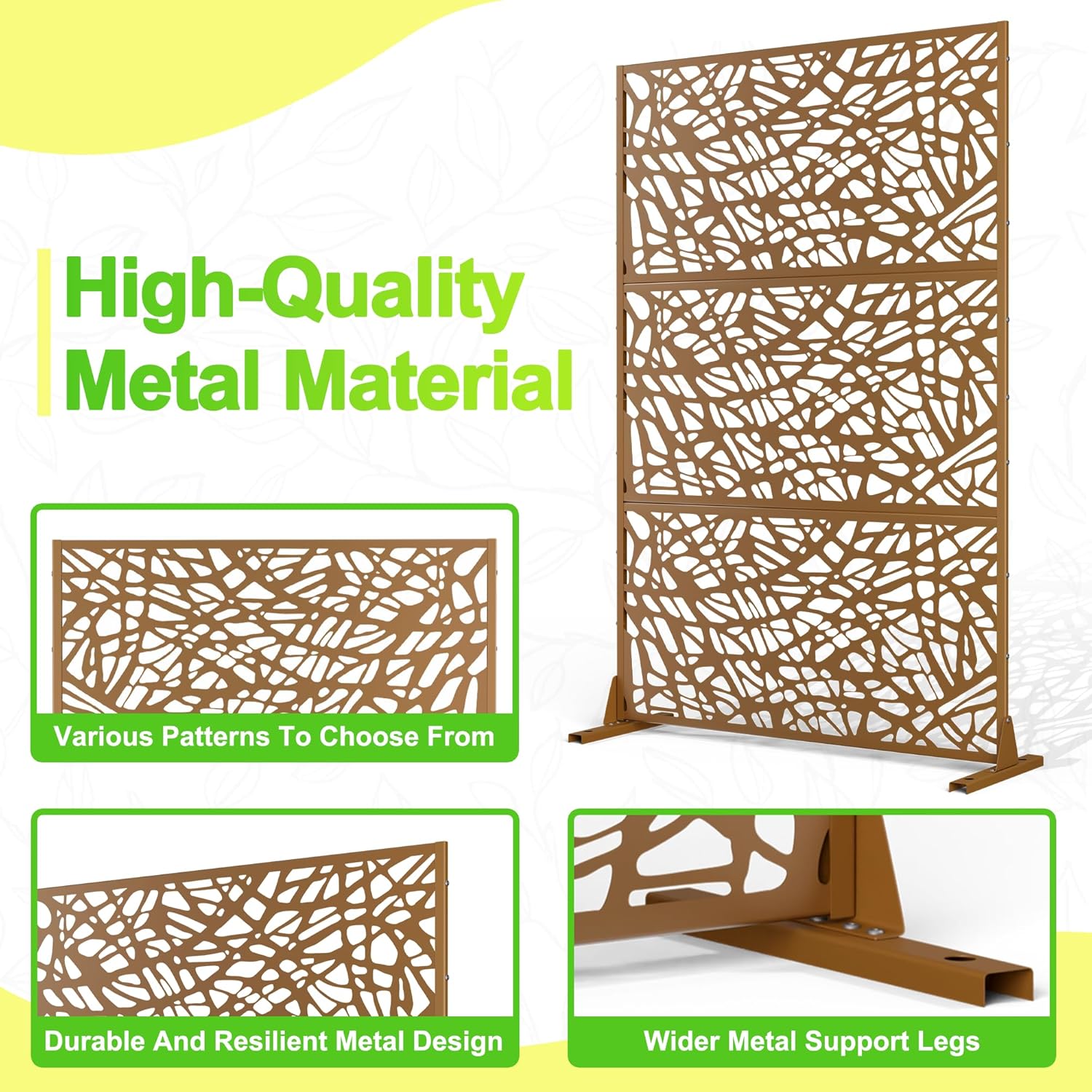 Outdoor Privacy Screen,72" H×47" W Metal Privacy Screen, Freestanding Privacy Fence Panels for Patio