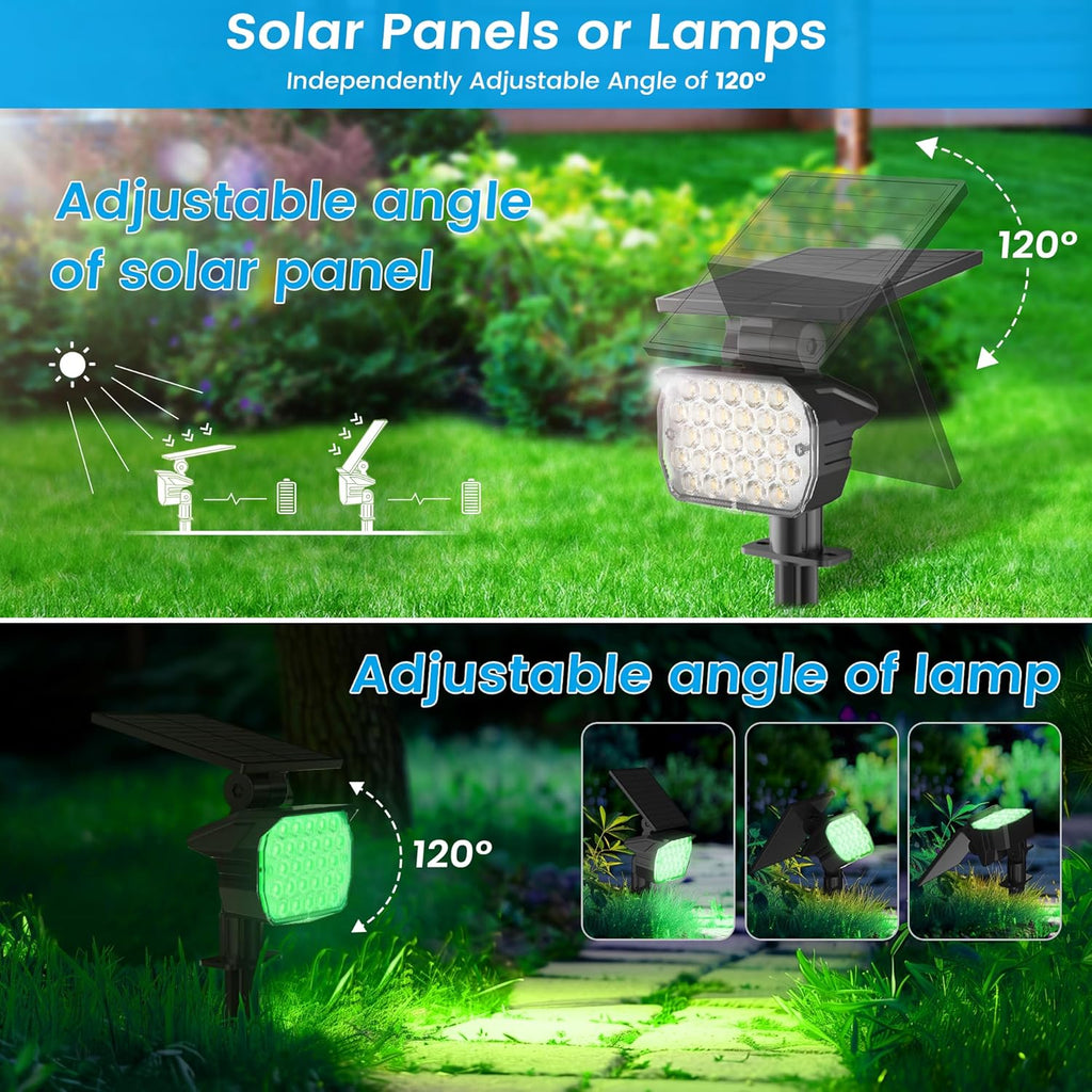 VOLISUN Solar Landscape Spotlights Adjustable Outdoor, Uplights Solar Waterproof IP67, Spot Lights Solar Powered for House,Tree,27 LED with 6 Colors Changing(8 Pack- RGB)