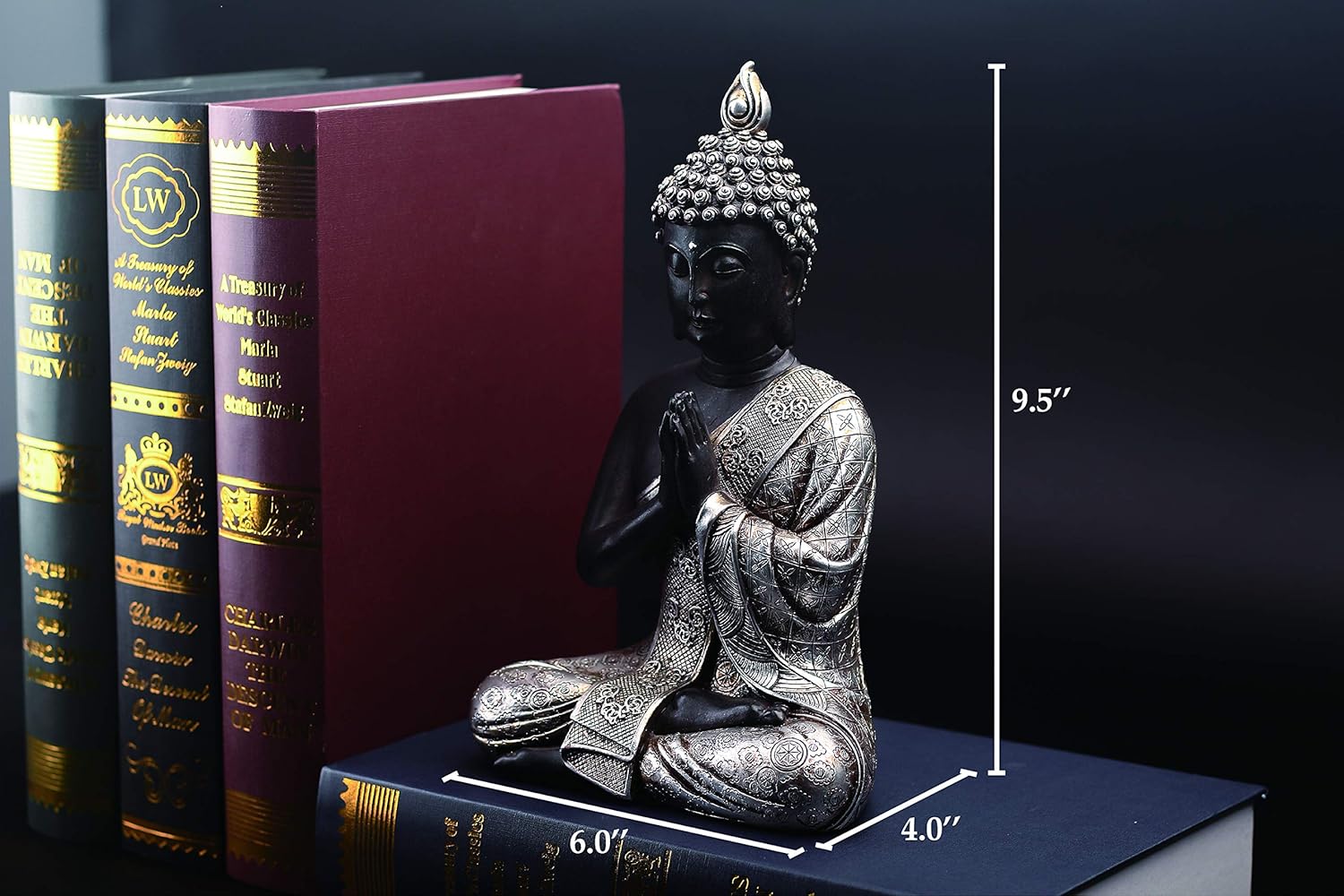 JORAE Seated Buddha Statue Buddhism Thai Meditating Home and Garden Decorative Sculpture Praying Collectibles Figurines, 9.5 in, Polyresin
