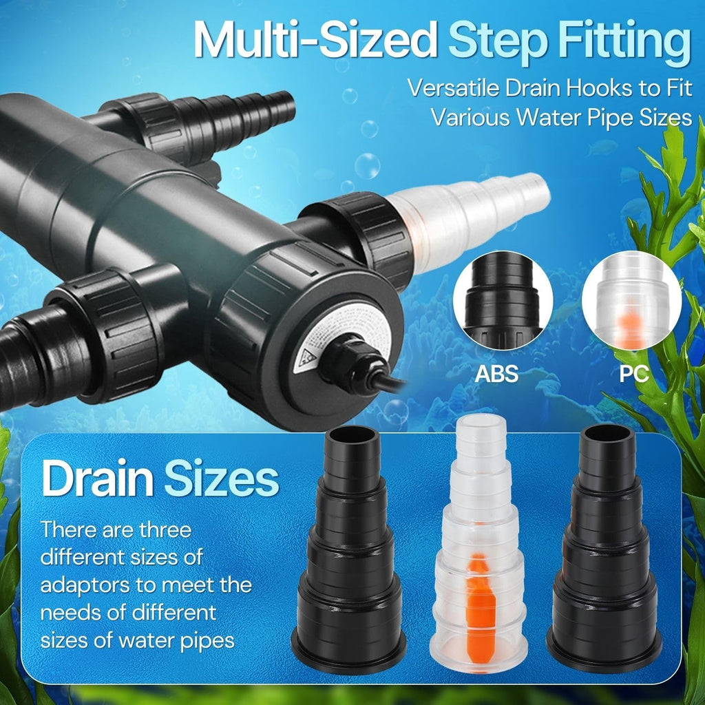 Flexzion Pond UV Lights for Outdoor Ponds - 18W Medium Light, 5283 Gal Capacity, 2500L/H UV Pond Clarifier for Outdoor Ponds, Clears Water in Days (CUV-118)