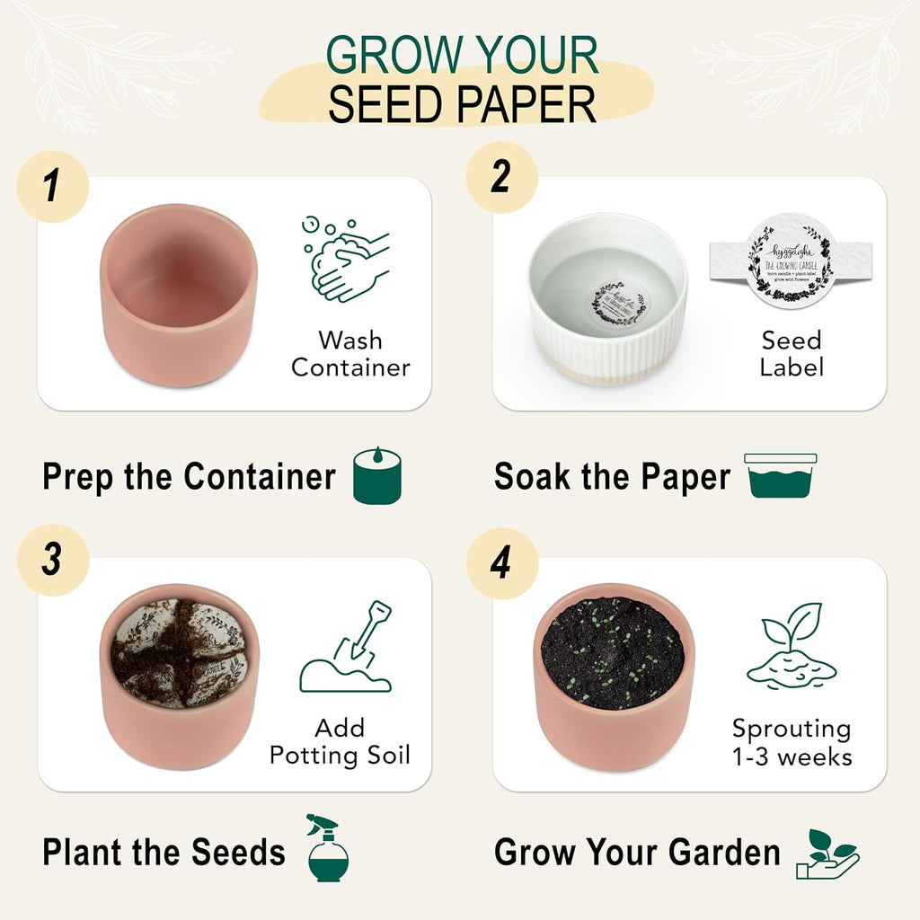 The Growing Candle, from Flame to Flower, Lilac Scented, Non-Toxic, 100% Soy Wax, Indoor Wildflower Garden, Aromatherapy Gift for Women, 8oz, 45 Hr Burn Time, Adelyn