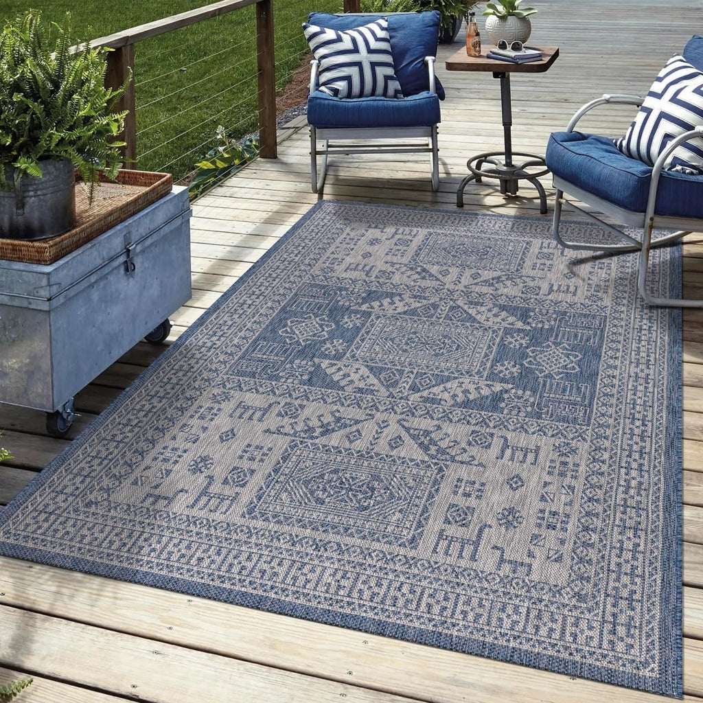 Keen Home Design Terrace Outdoor Area Rug - 10x14 Washable Indoor/Outdoor Rug for Patio, Kitchen, Balcony, Beach, Garden, Deck and Porch, Size: 10'x14'