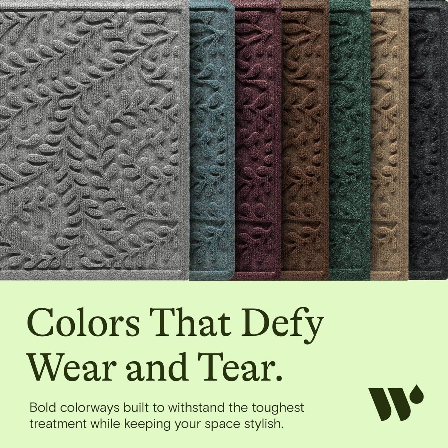 WaterHog Indoor/Outdoor Door Mat, 2' x 3' Made in USA, Durable & Skid-Resistant Front Door Rug, Decorative, Water-Trapping & Heavy-Duty Entryway Floor Mat For Your Home, Boxwood Collection Medium Grey