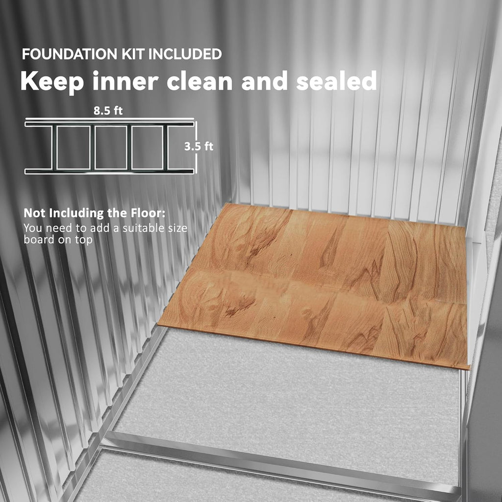 Outsunny 9' x 6' Outdoor Storage Shed, Garden Tool Metal Shed with Foundation Kit, Double Lockable Door, Air Vents and Sloping Roof, for Backyard, Patio, Lawn, Gray