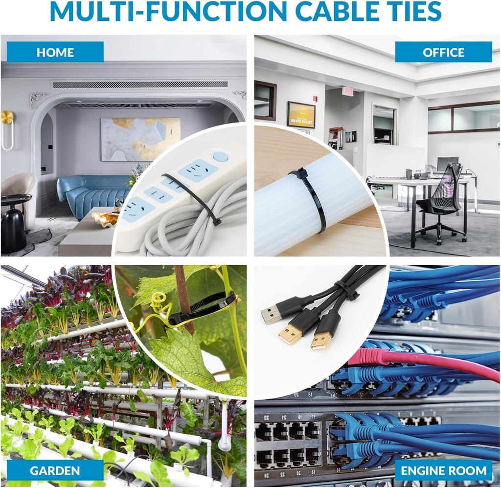 XINGO 8 Inch Blue Zip Ties Heavy Duty 100 Pack, 120 LBS Tensile Strength, Premium Nylon Cable Wire Ties, Self-locking Plastic Ties for Indoor and Outdoor Use