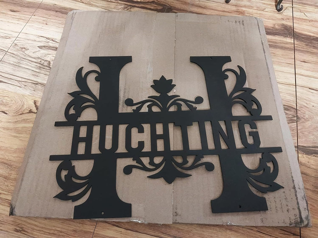 Personalized Metal Name Signs, Split Letter Monogram Wall Decor, Custom Last Name Sign, Family Name Sign for Outdoor, Personalized Wedding Gift, Garden Decor, Metal Wall Art, Housewarming Gift (MonogramDesign_4)