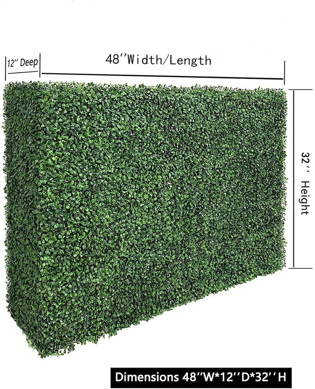 AGPL Artificial Hedge Wall Without Planter, Outdoor or Indoor Decorative Privacy Wall, Great for Balcony, Patio, Deck, TOP Cover Panel is Included ... (48" W*12" D*32" H)