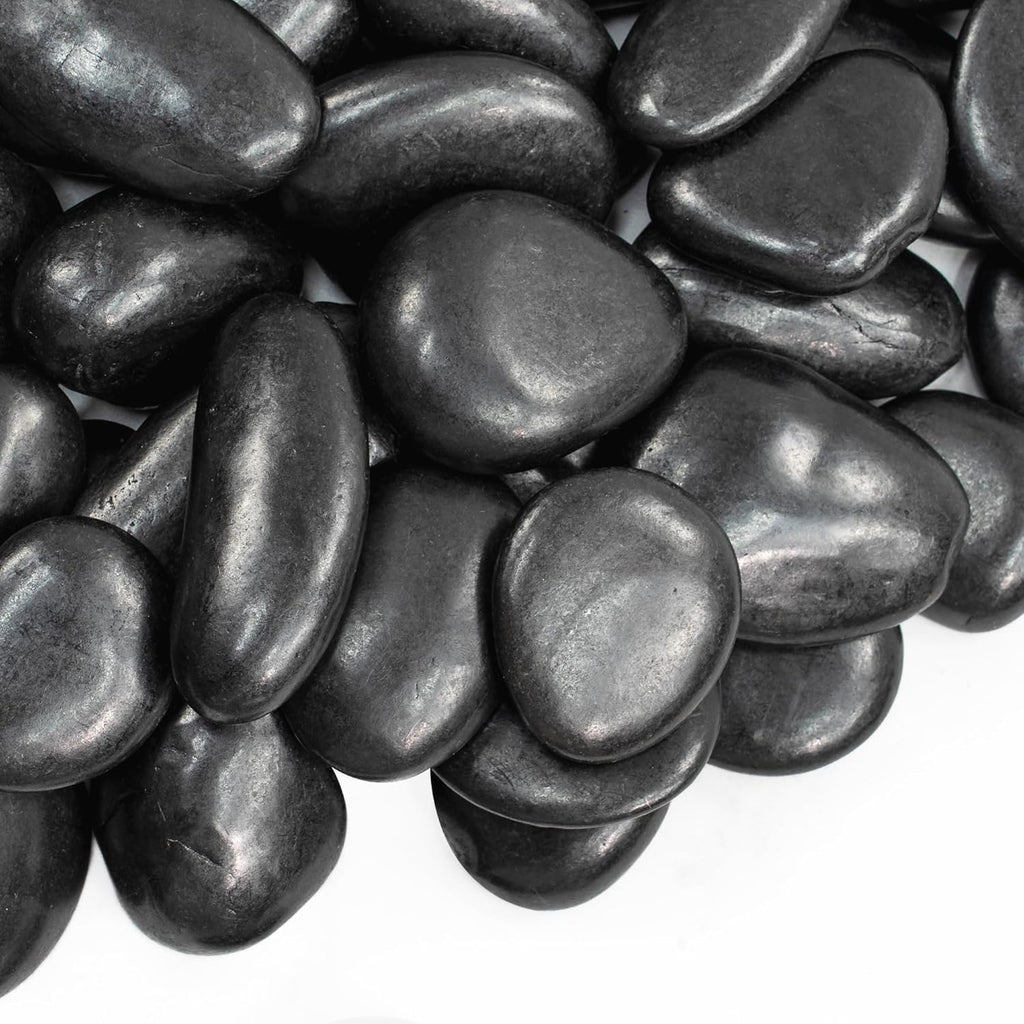 Large River Rocks 20lbs, 2-3 Inch Black Pebbles for Plants, High Polished Natural Decorative Stones for Aquarium Vase Filler Fish Tank Landscaping Garden