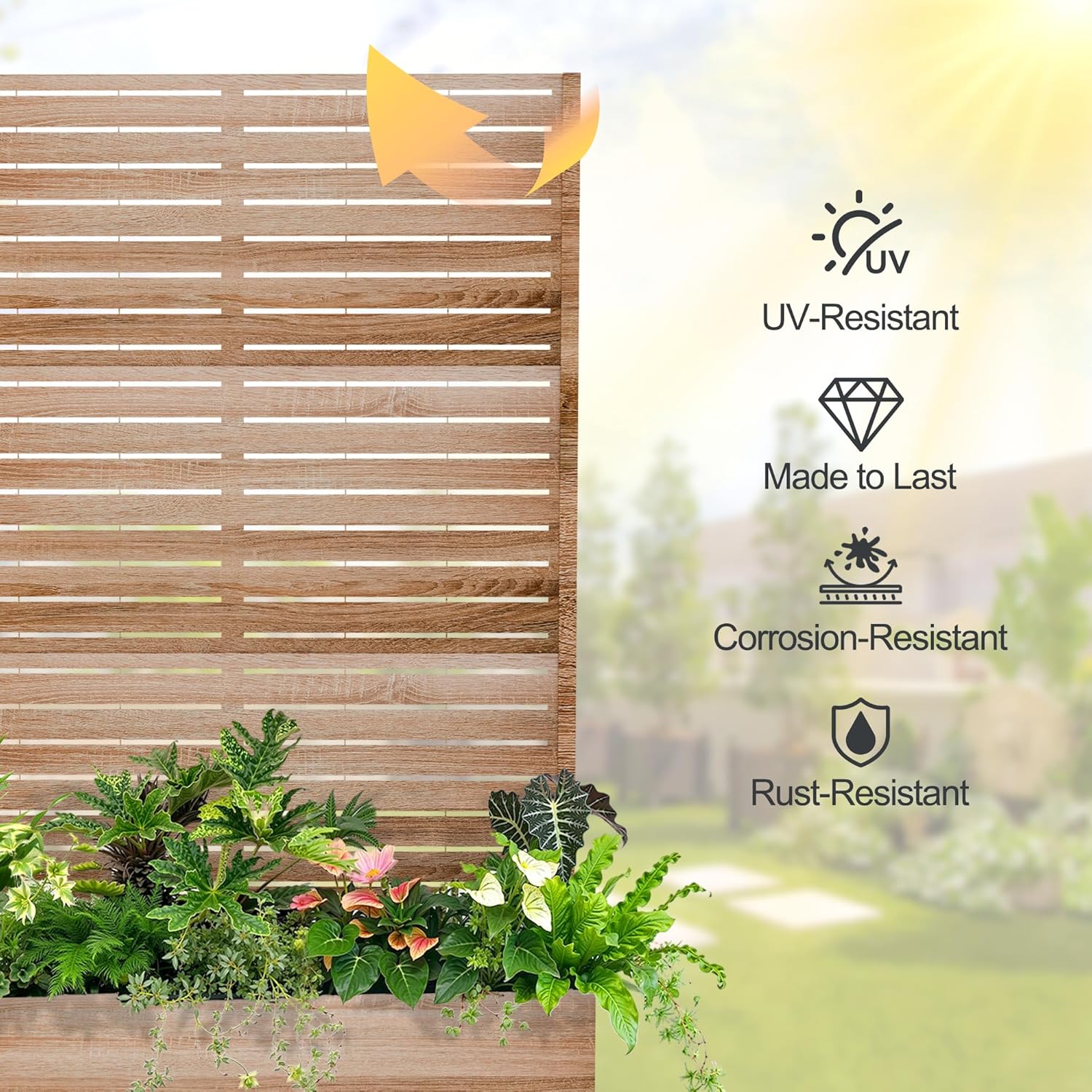 Raised Garden Bed with Trellis and Wheels,73"x35"x16" Metal Raised Garden Bed,Wood Finish Metal Planter with Climbing Trellis for Vines & Vegetables