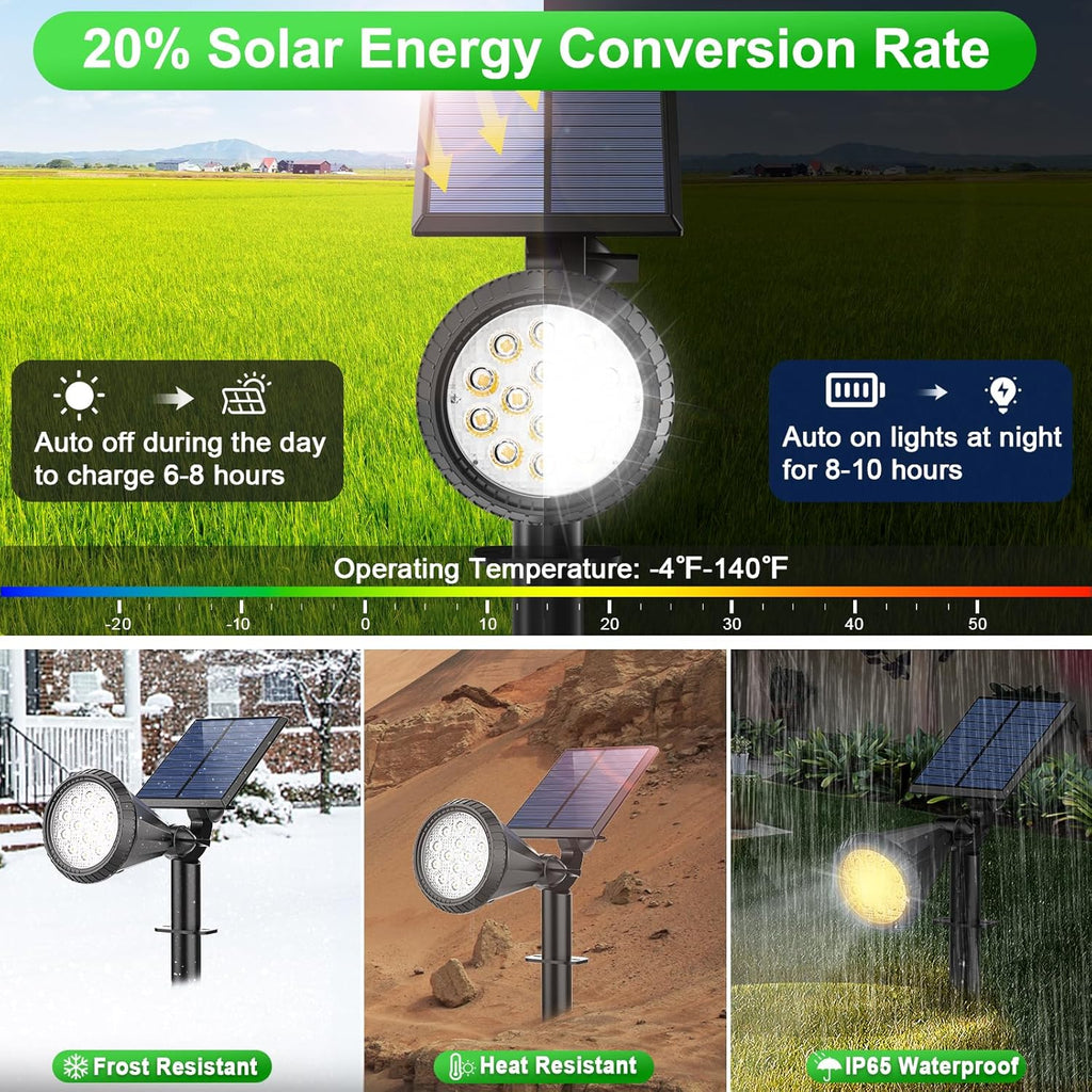 Solar Lights Outdoor Waterproof Color Changing 180° Adjustable RGB Solar Powered Landscape Spot Lights for Yard 7 Lighting Modes Solar Spotlights for Pathway Garden Outside (8 Pack)
