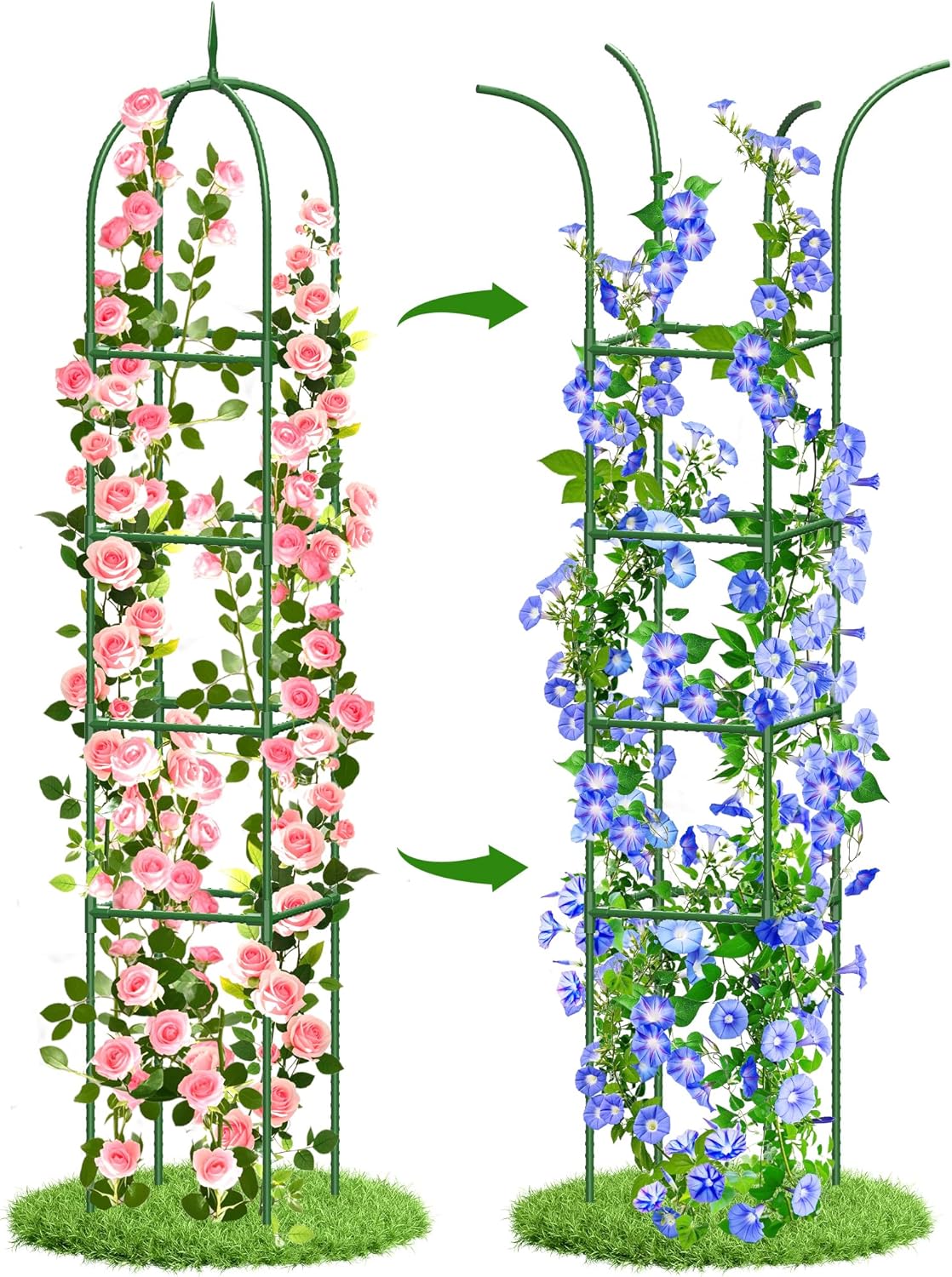 Trellis for Climbing Plants Outdoor, 6FT Garden Obelisk Rustproof PE Coated Metal Potted Plant Climbing Support, Thickened Tube Plant Tower Trellis for Clematis Vine Support Indoor (1 Pack)