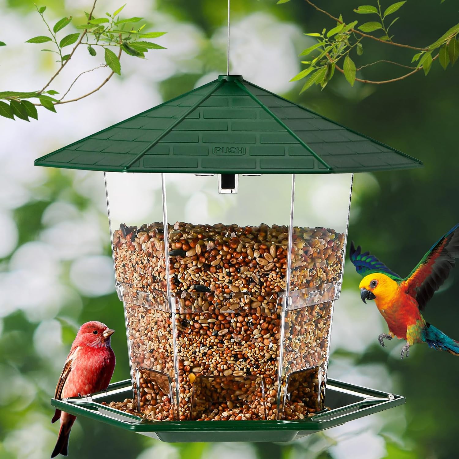 Bird Feeders for Outdoors Hanging Bird Feeder Wild Birds Seed, Green