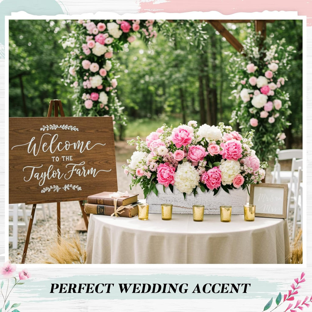 Dandat 5 Set Wood Boxes for Centerpieces 12x4 Inch Rectangle Wooden Planter Box Rustic Wooden Planters with Removable Plastic Liner Floral Foam Blocks for Home Wedding Garden Decor