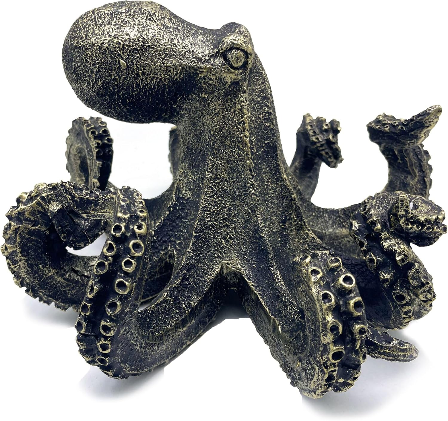 10 Inch Octopus Vintage Statue Sculpture Frgurine Gift for Home Office Living Room Desktop Display Decor Decorative (Gold)