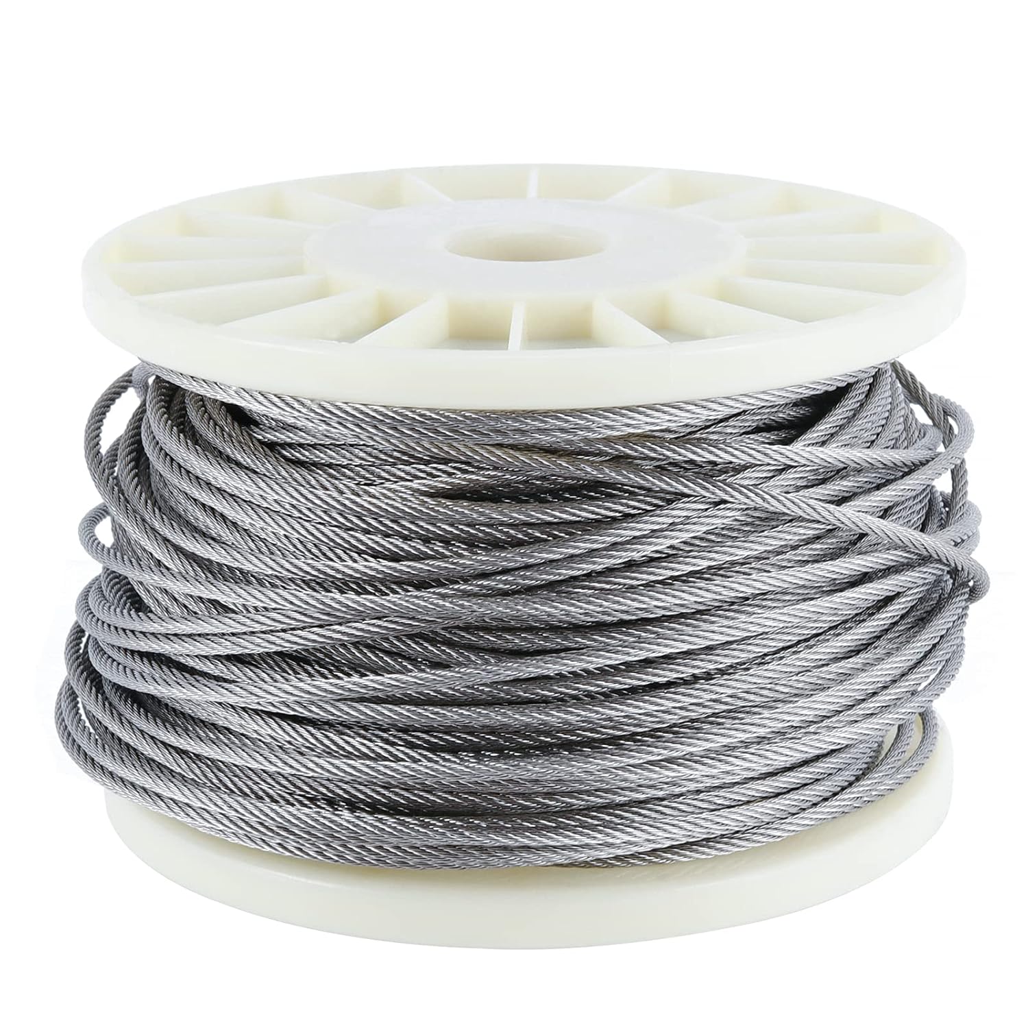 1/8 Inch 200 FT 316 Stainless Steel Wire Cable, 7x7 Inch Aircraft Cable, Wire Rope 100 PCS Strand Construction Braided with Crimping Sleeves, 660lbs/300kg Breaking Strength