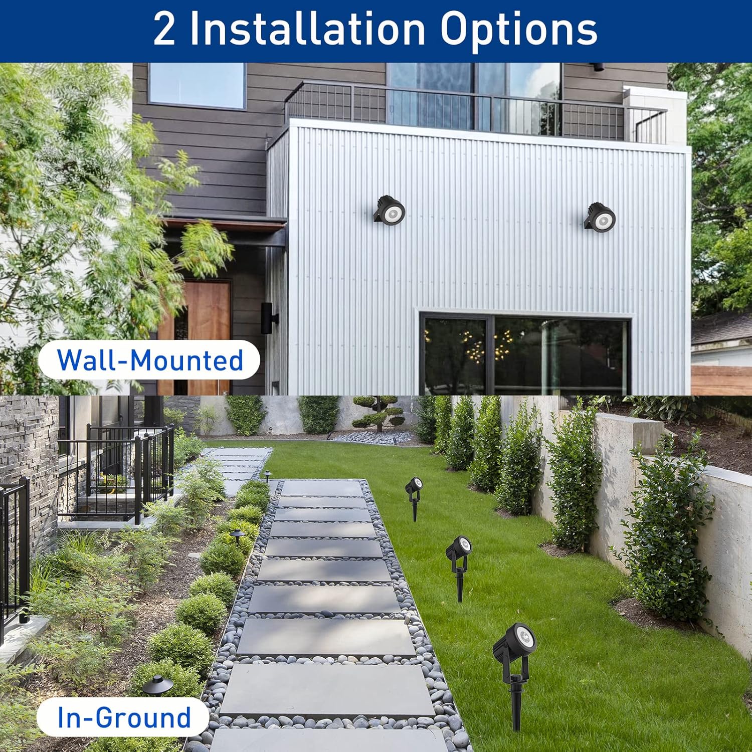 T-SUNUS Halloween Solar Landscape Spotlights 2 Pack Warm White, IP65 Waterproof Spot Lights 9.8ft Cable, Outdoor 3000K Garden Light Separated Panel for Christmas Tree Flag Yard Driveway Walkway Pool