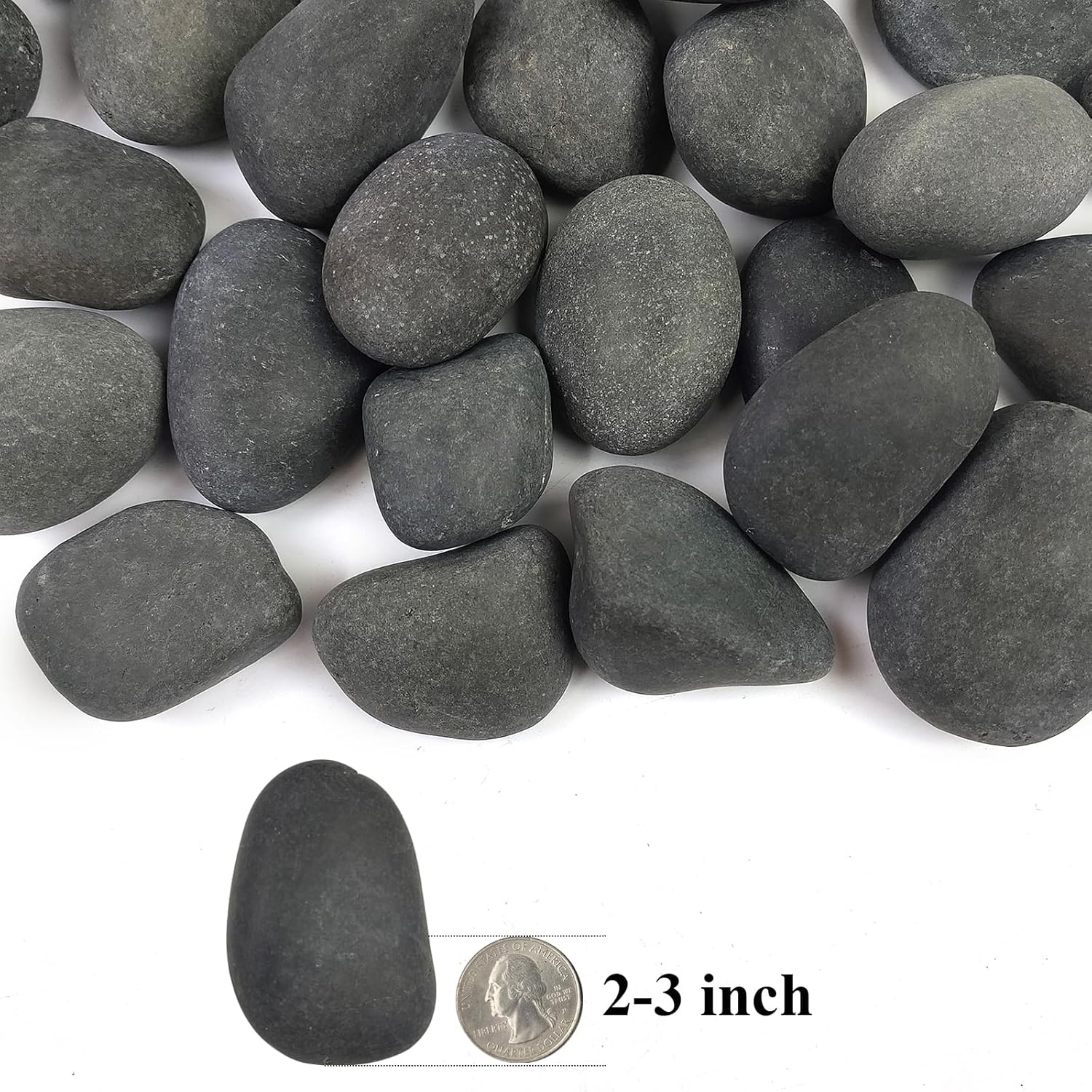 Black River Rocks for Landscaping, 2-3 Inch Natural River Rocks for Garden Beds, Potted Plants, Fish Tanks, DIY Pathway and Backyard Accent, Stones for Crafts, Walkways(40lbs Bulk)