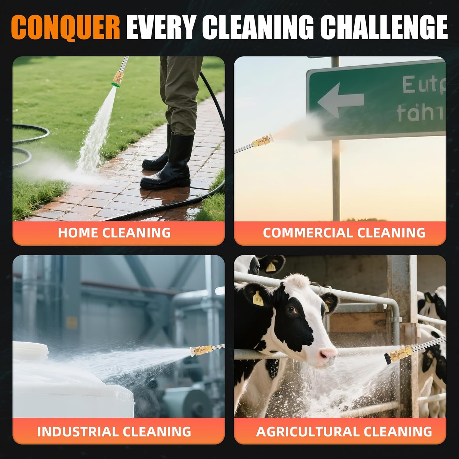 Gas Pressure Washer 3500 PSI, 2.3 GPM Heavy Duty High Power Washer,209CC 7HP Engine with 25Ft Pressure Hose, Axial Aluminum Pump, Soap Tank, Spray Gun and Wand, 4 Quick Connect Nozzle (Orange)