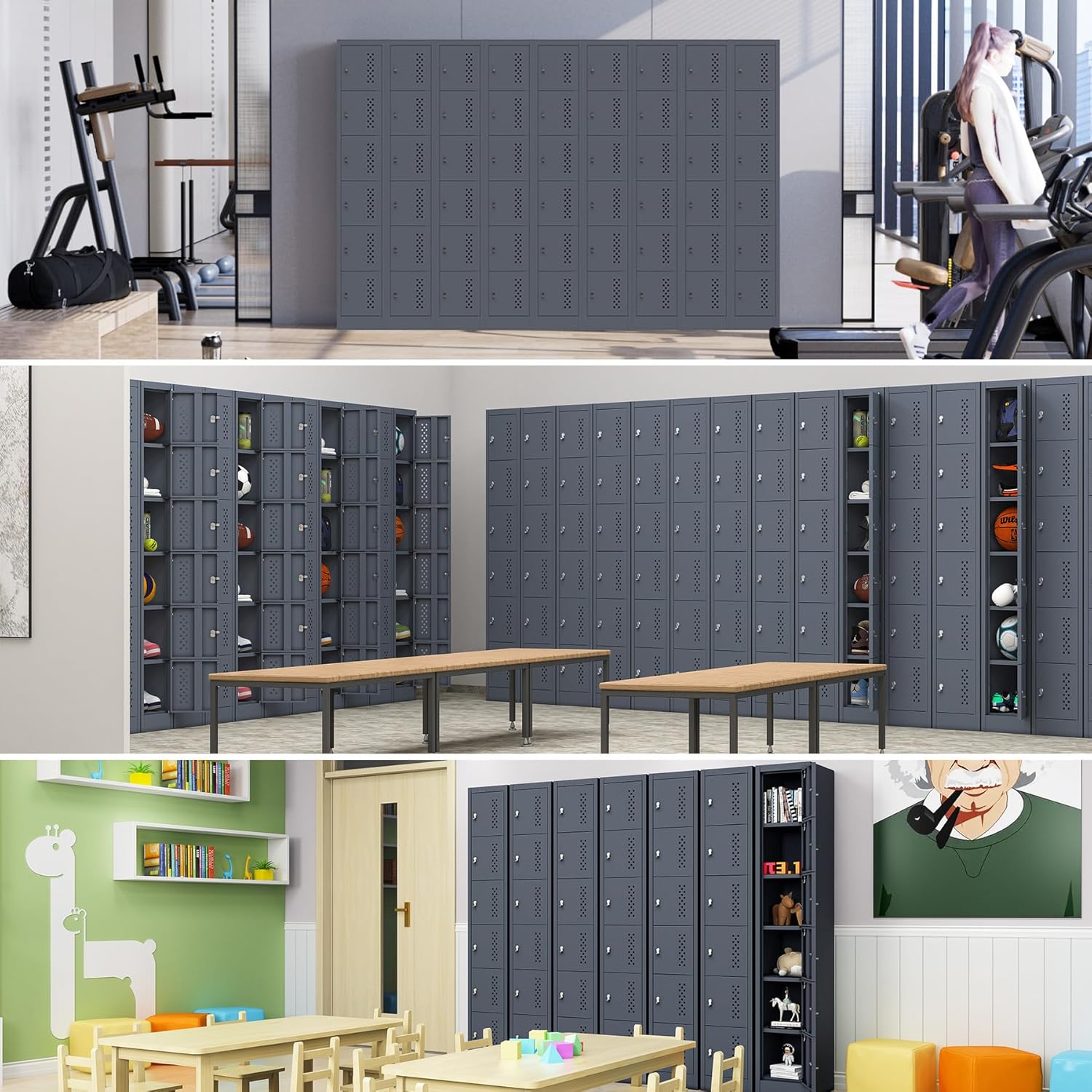 Metal Lockers - 71" Height Steel Lockers for Employees with 6 Door Storage Locker for Employees Gym School Home Office Garage - Assembly Required