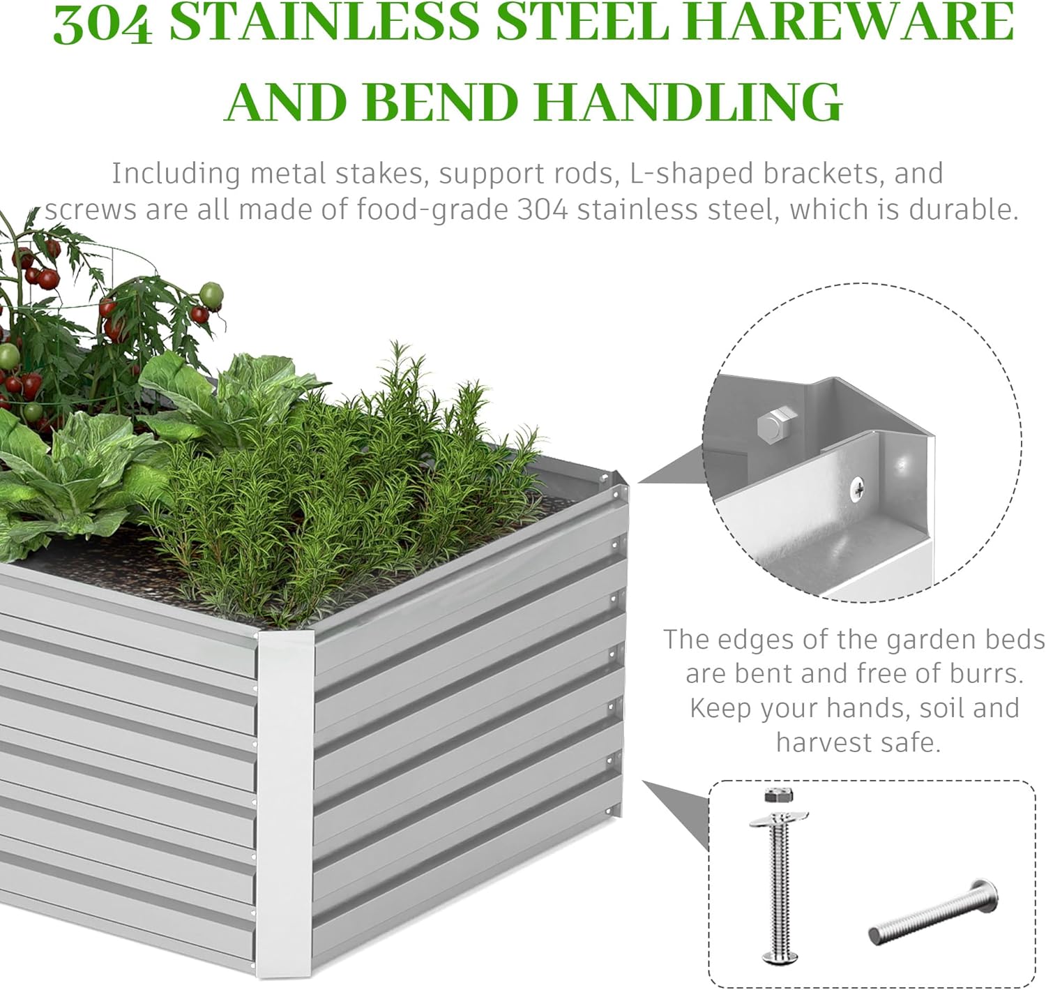 8x4x2 ft Raised Garden Bed, Large Metal Planter Raised Beds, Planters for Outdoor Plants for Vegetables, Flowers, Herbs, Fruits, and Succulents.