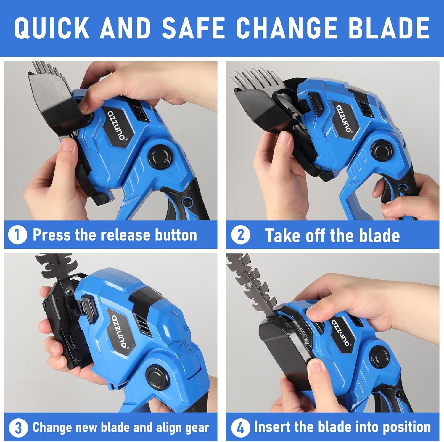 AZZUNO Cordless Hedge Trimmer, 2-in-1 Electric Grass Shears Shrubbery Trimmer with Battery，Handheld Grass Cutter Shrub Trimmer for Gardens, Yards, Lawns, Including Charger (1 Battery)