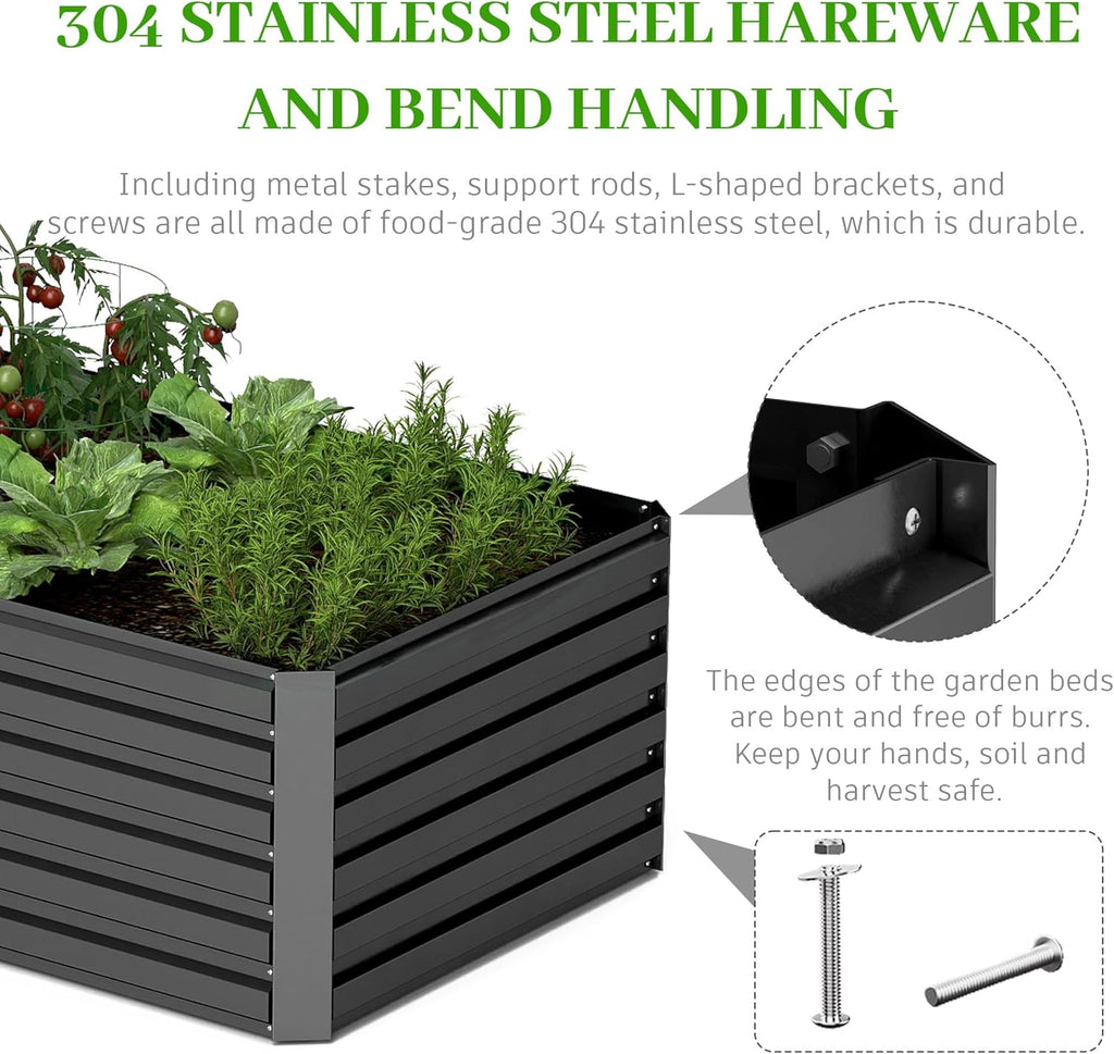 8x4x2 ft Raised Garden Bed, Large Metal Planter Raised Beds, Planters for Outdoor Plants for Vegetables, Flowers, Herbs, Fruits, and Succulents.(2 Pcs)