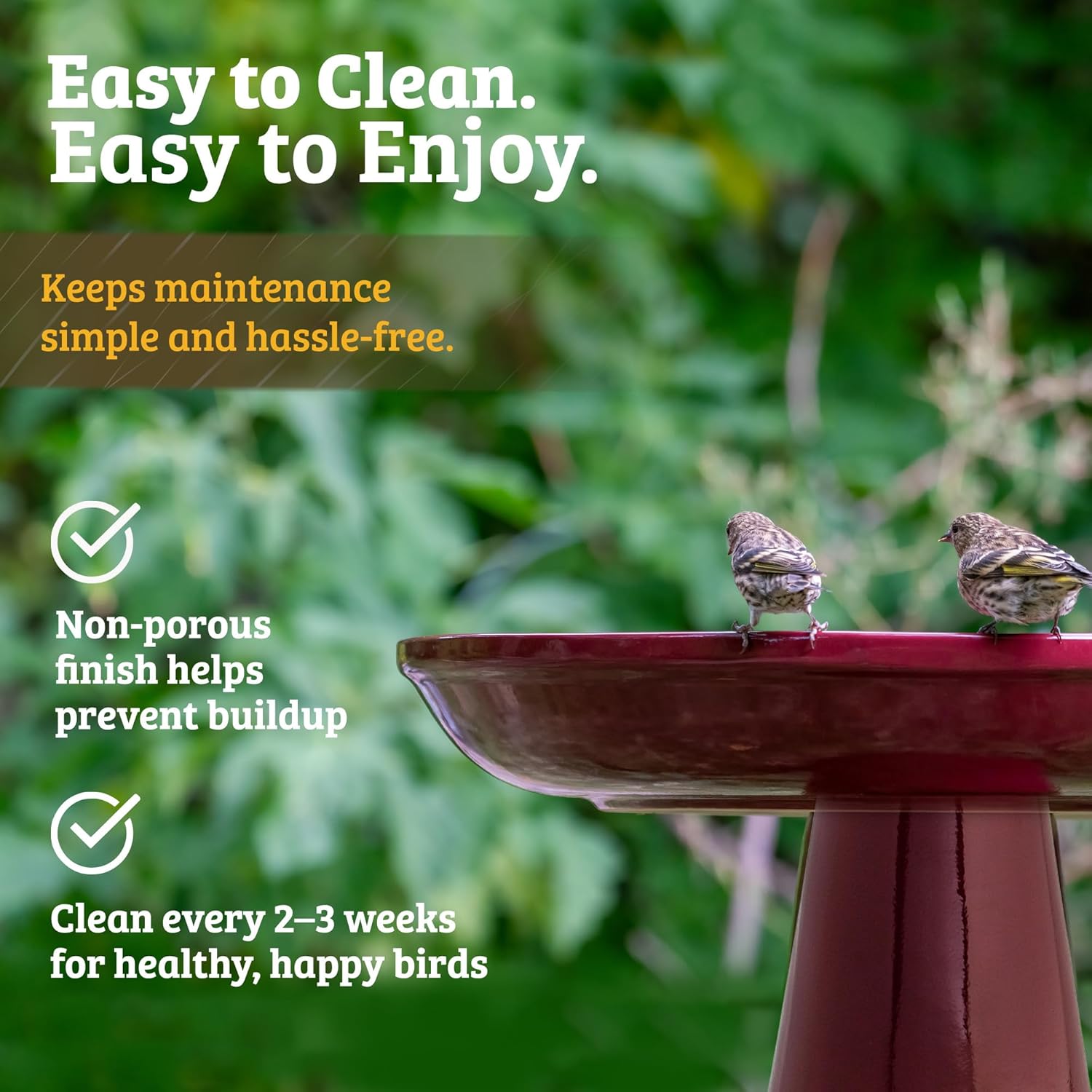 Birds Choice Ohio Stoneware Bird Bath | Pedestal Bird Bath, Stable Locking Top | Weather-Resistant Ceramic Clay, Glazed Finish | Outdoor Garden & Patio Decor | 22" H x 17" D, Gray