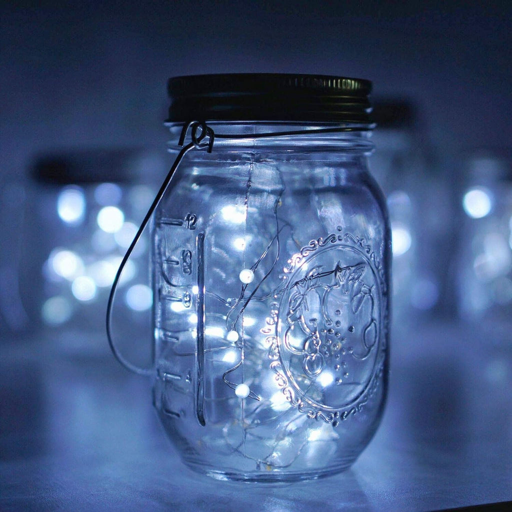 8 Pack Solar Mason Jar Lids Lights, 20 LED Waterproof Fairy Firefly String Lights with 8 Hangers (Jars Not Included), for Wedding, Outdoor, Lawn, Patio, Garden, Party, Christmas Decor (Cold White)