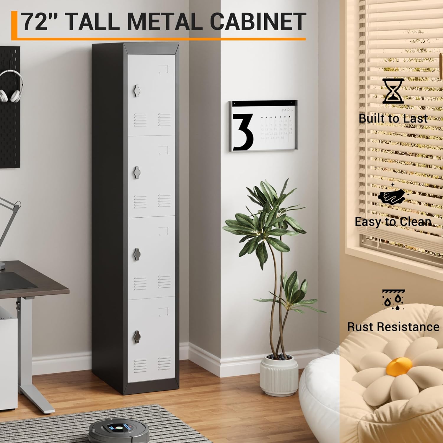 GAOMON Metal Locker, Metal Storage Locker with Shelves and Doors, Perfect for Employees and Students, Ideal for Offices, Schools, Gyms, Homes, and Garages, Assembly Required, Grey & Black