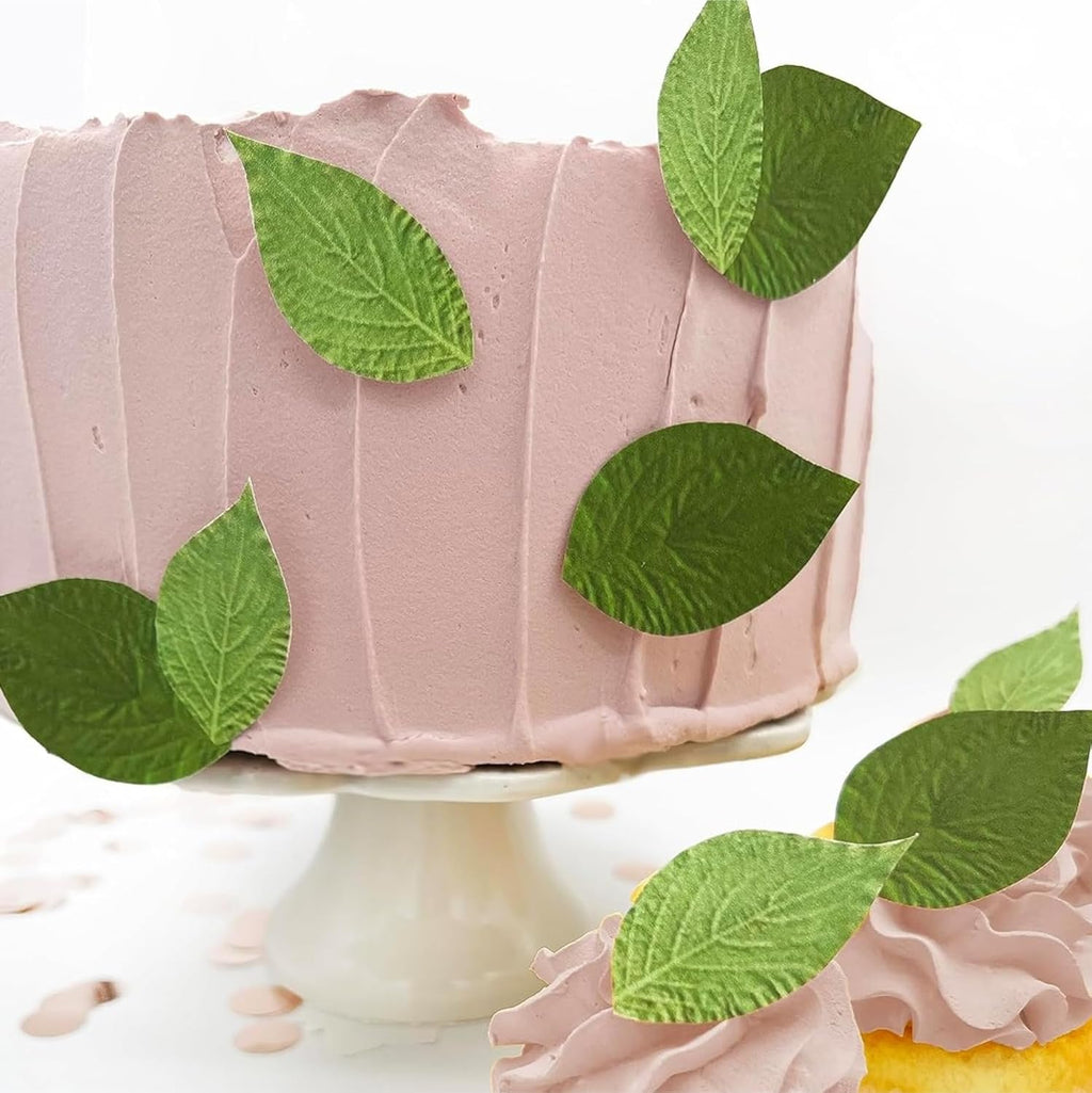 Sugar Robot - Edible Green Leaves for Decoration - Small Size - Edible leaves for cake decorating - Premium Crafted - Made in the USA Cake -Set of 24 (Green Leaves)