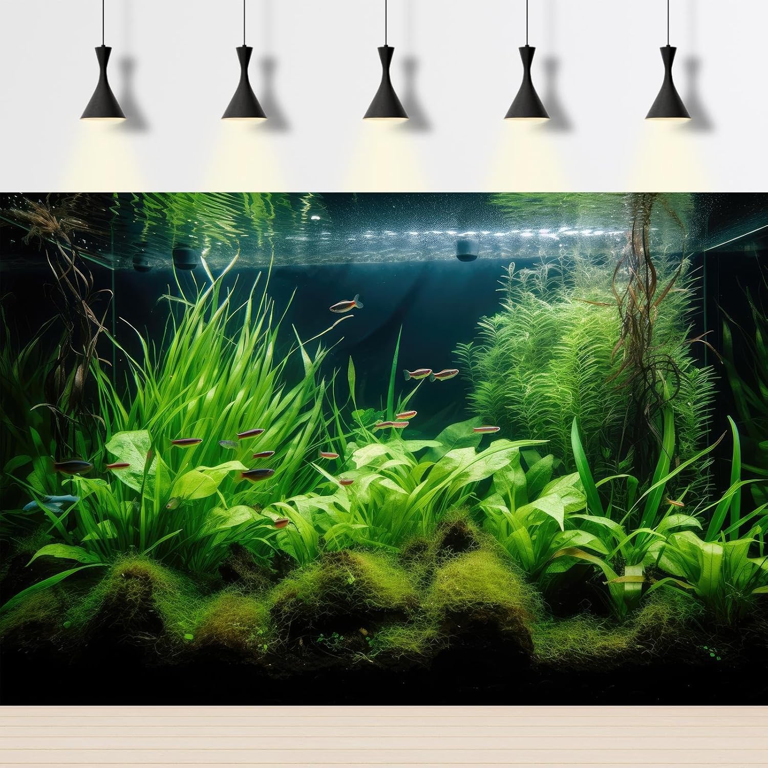 Aquarium Background Diverse Aquatic Plants Seagrasses Terrarium Background Redwood Root Lush Green Underwater Plants Tropical Style Fish Tank Background Under The Sea Aquarium Backdrop Vinyl 36x18in