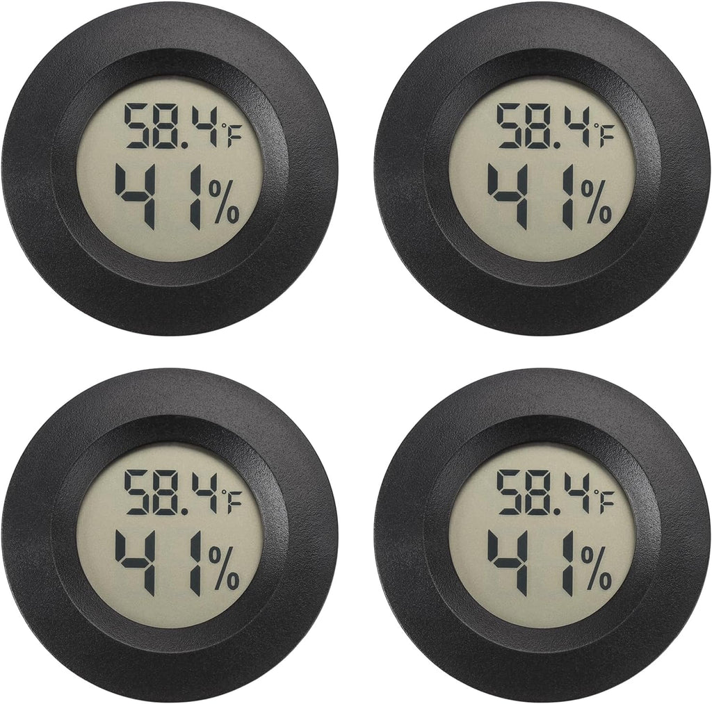 Mini Hygrometer Digital Thermometer Humidity Meter Hygrometer Thermometers Indoor/Outdoor Humidity Monitor Reptile Thermometer for Humidors Greenhouse Garden Cellar Fahrenheit(℉)/ Celsius(℃) 4 Pack