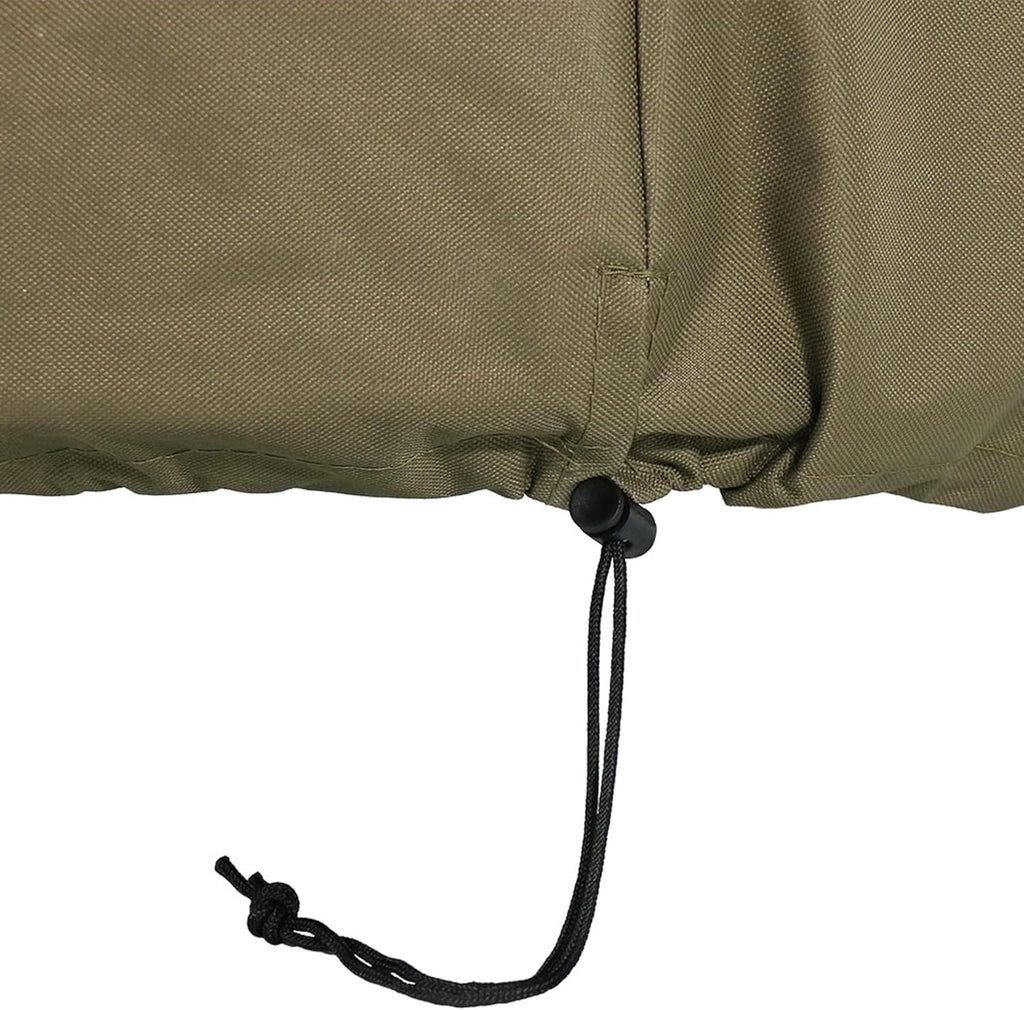 Sunnydaze Round Outdoor Fire Pit Cover - Heavy-Duty 300D Polyester and PVC with Drawstring Closure - Khaki - 30-Inch