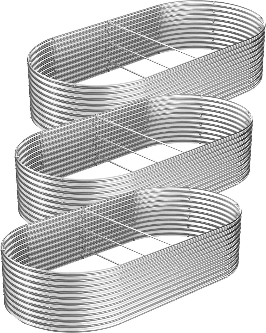 FRIZIONE 3pcs Tall 4x2ft Galvanized Raised Garden Bed Outdoor,Steel Garden Bed for Vegetables,Above Ground Garden Box for Flower,Metal Raised Beds for Gardening