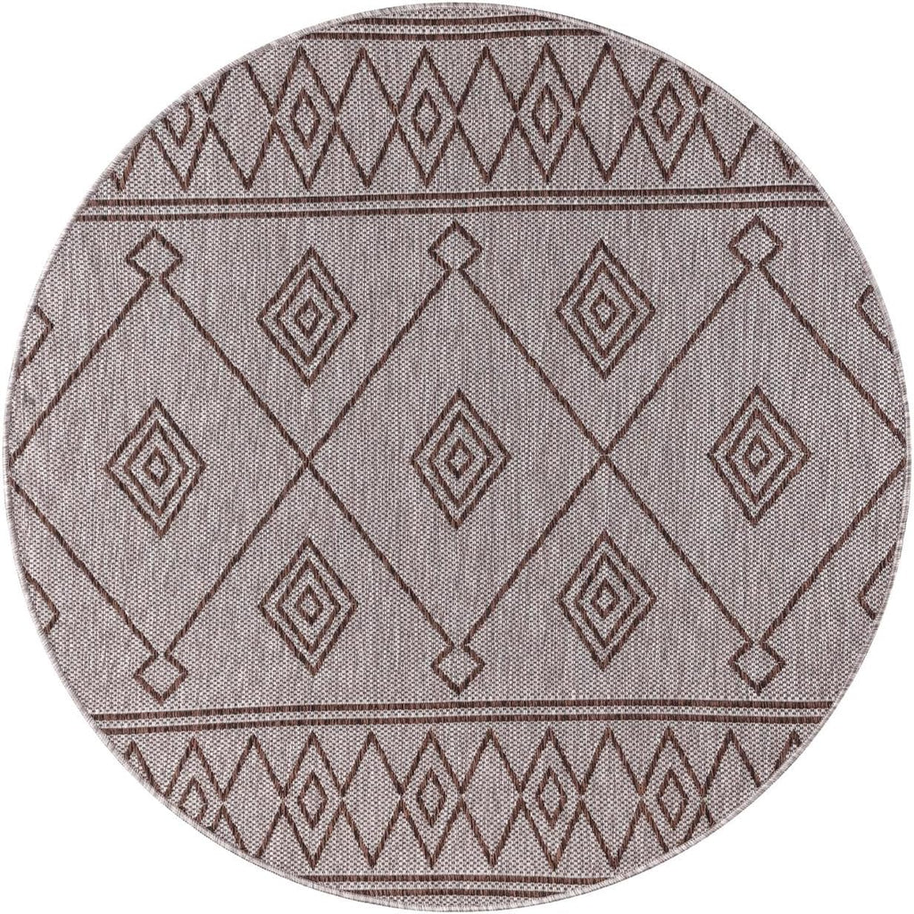 Keen Home Design Terrace Outdoor Round Rug - 8ft Round Washable Indoor/Outdoor Rug for Patio, Kitchen, Balcony, Beach, Garden, Deck and Porch, Size: 7'7" Round
