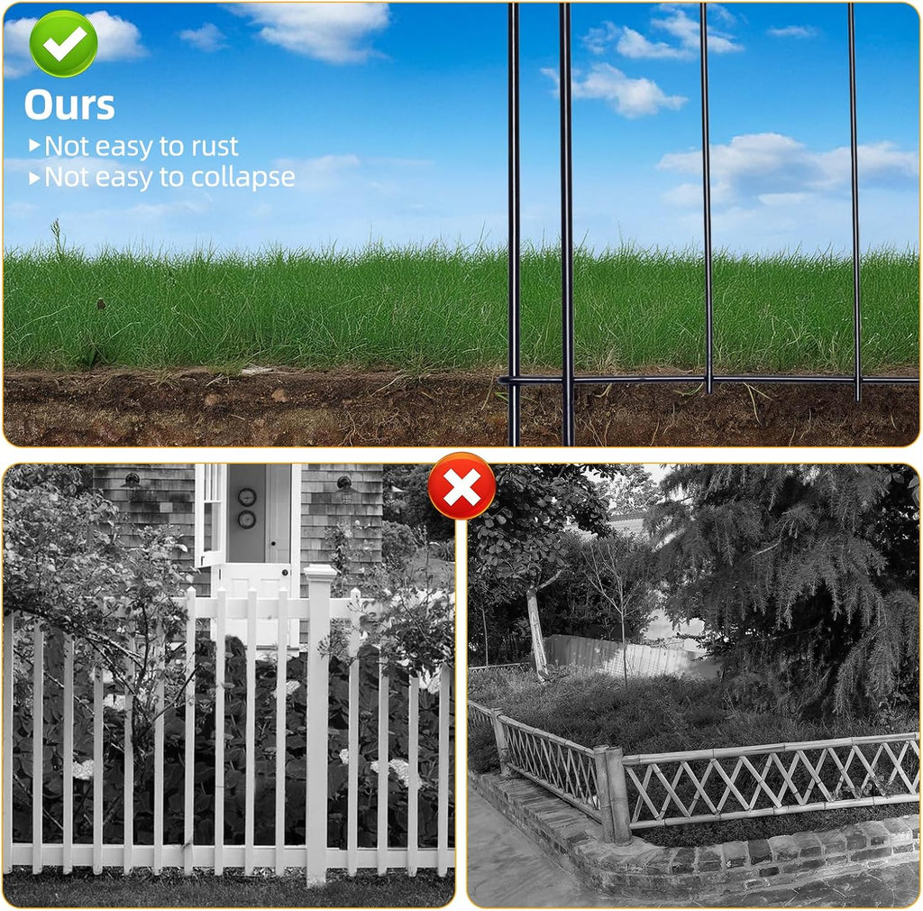 No Dig Garden Fence 16in x 10ft 10 Panels Decorative Garden Border for Fencing for Flower Beds, Dog Barrier, Patio and Yard Decoration