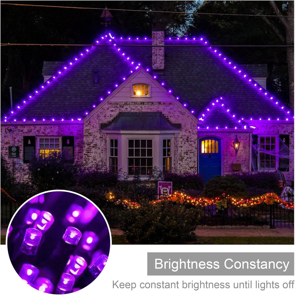 weillsnow 164FT 500 LED Purple Christmas Lights, 8 Modes Waterproof Plug in String Lights for Halloween Christmas Indoor Outdoor Yard Party Wedding Garden Home Decorations (Purple, 164FT)