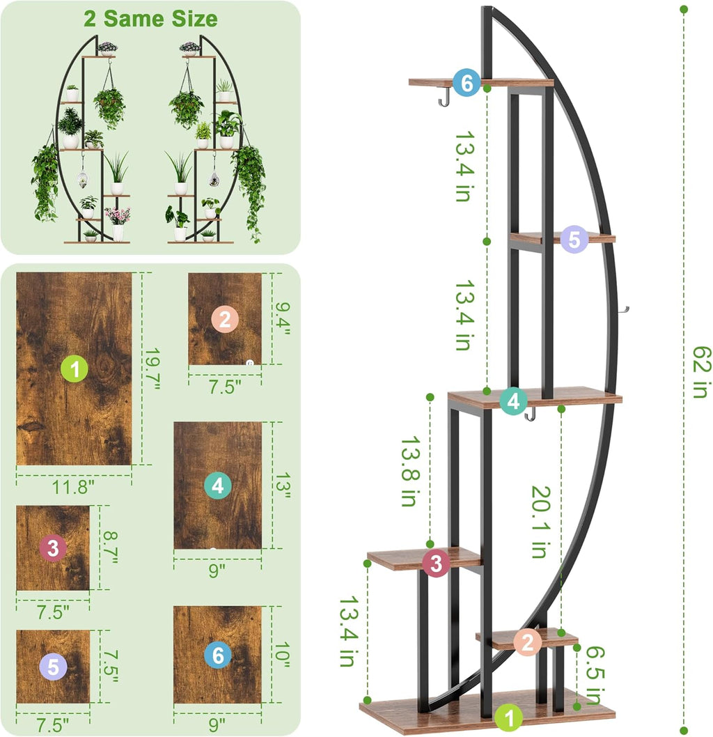Plant Stand Indoor With Grow Lights, Plant Stand Indoor Tall, Metal Plant Stands Indoor Clearance, Tree Shaped Plant Rack Indoor (BlackMoon)