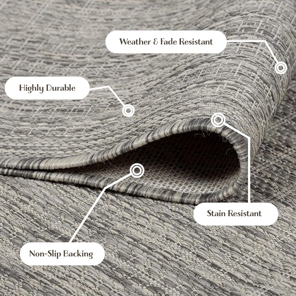 Adiva Rugs Outdoor Indoor Area Rug, Weather Resistant, Easy to Clean, Stain Resistant Floor Mat for Dining Room, Backyard, Deck, Patio (Silver Weiss, 2' x 3')