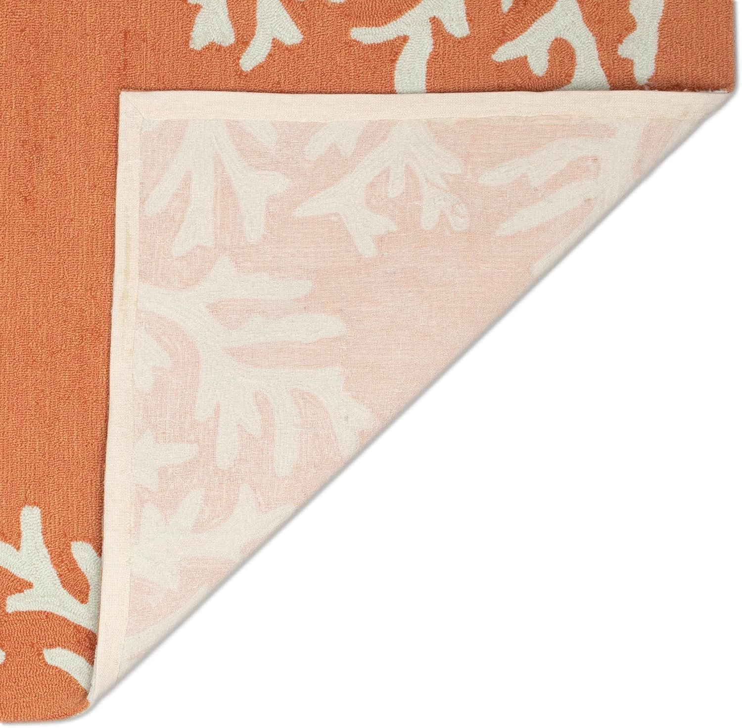 Liora Manne CAPRI Indoor/Outdoor Handmade Synthetic Blend Durable Area Rug - Traditional Border Coastal Beach Accent (Coral Border Coral) (5' Round)