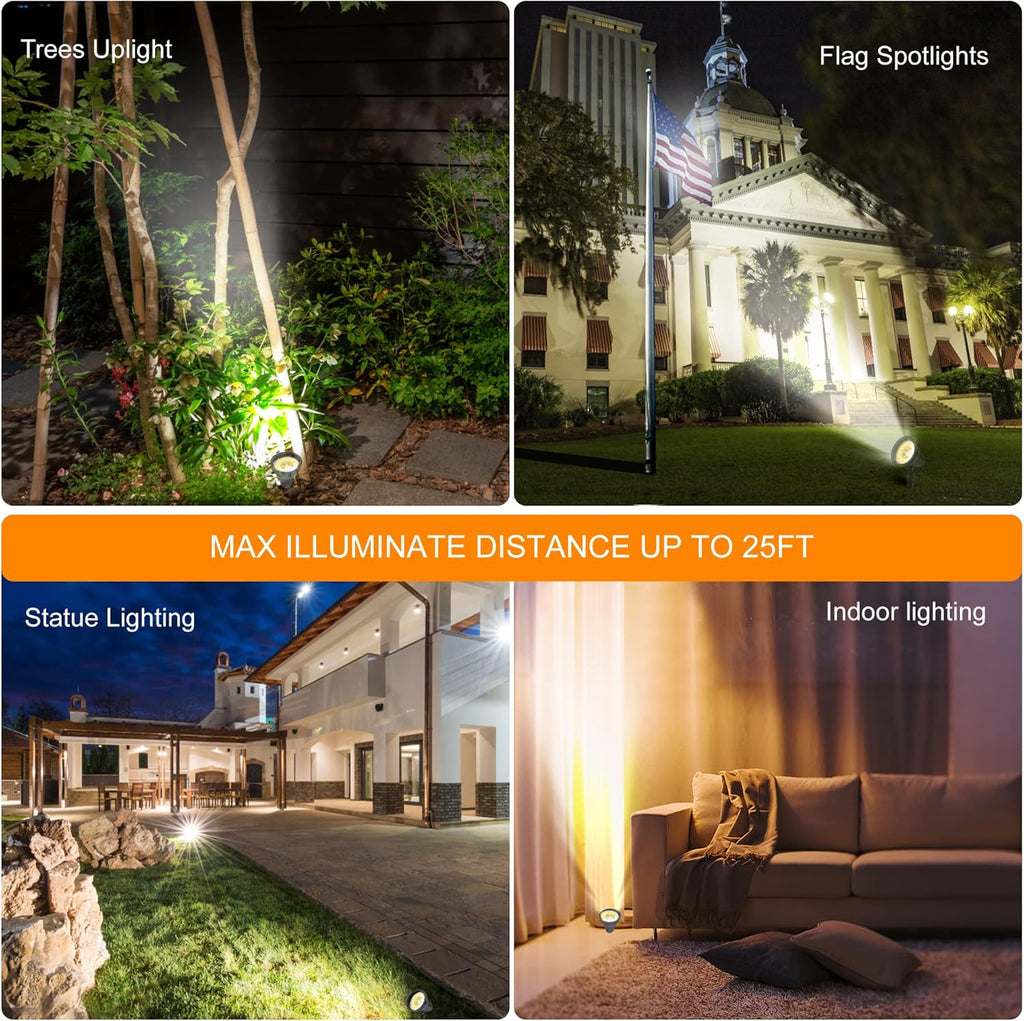 SUNLONG Solar Spotlights Outdoor Waterproof Bright Solar Wall Lights Led Security Flood Light Solar Powered for Flag Patio Front Door Driveways-Automatically Activates at Dusk to Dawn (Warm White)