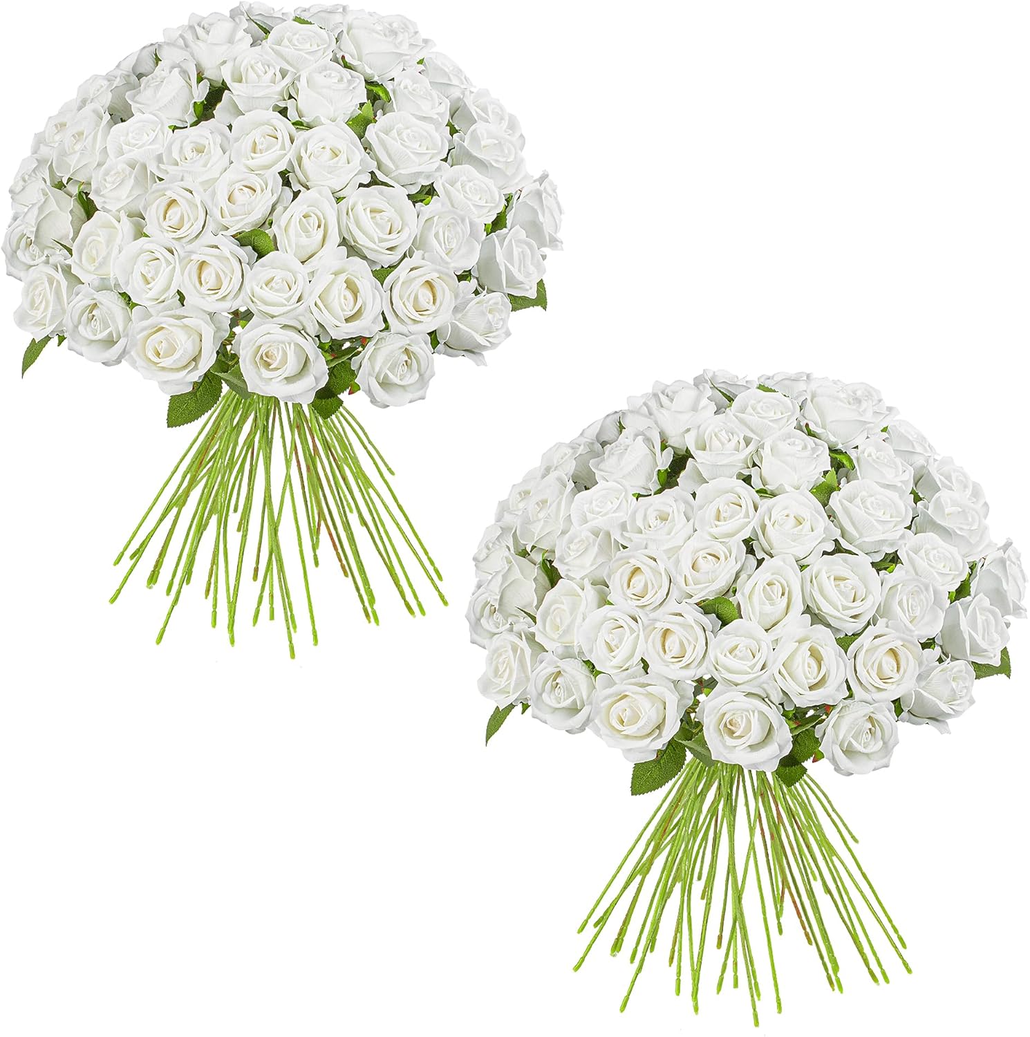 Fake Plants Roses Flowers Plastic Flowers Spring Decorations for Home Gifts for Gf Roses Artificial Flowers for Vase Fake Flowers Home Decor Fake Plant19.6“ (White 100PCS)