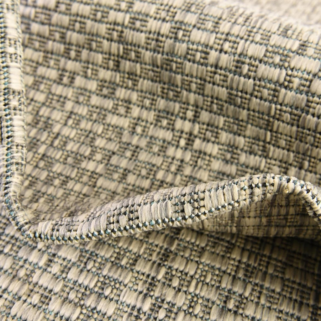 Unique Loom Collection Casual Transitional Solid Heathered Indoor/Outdoor Flatweave Area Rug (5' 1" Round, Light Gray/Ivory)