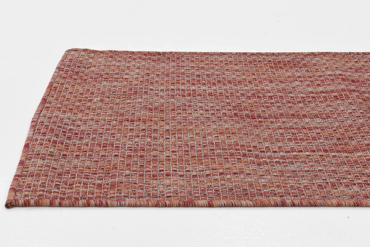 Unique Loom Collection Casual Transitional Solid Heathered Indoor/Outdoor Flatweave Area Rug (2' x 6' 1" Runner, Rust Red/Beige)